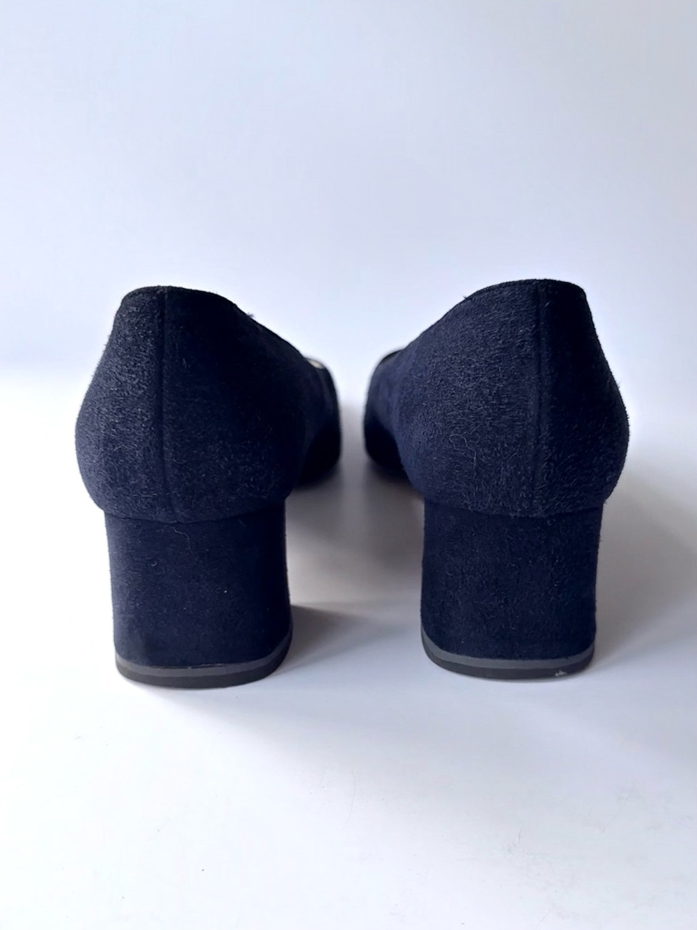 Christian Louboutin Vintage Classic Navy Suede Low Block Heel Pumps 37 - Picture 7 of 13